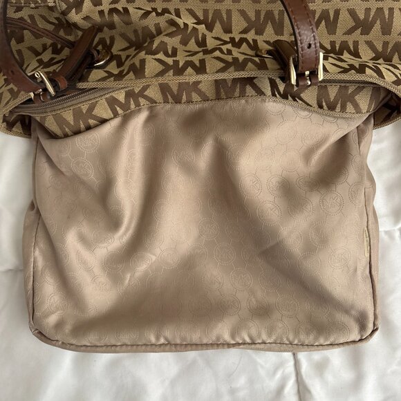 MICHAEL Michael Kors Brown Signature Logo Tote Leather Straps Shoulder Bag - Picture 10 of 14